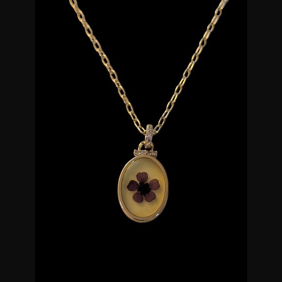 Sunstone Imports 14k Gold Plated Vintage Style Natural Pressed 1.5" Flower 20" - Picture 15 of 16